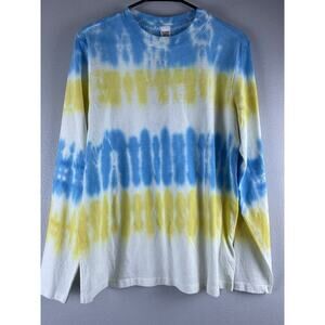 NWT Redone Sz S Sky Stripe LS Crew Neck Tie Dye Tee Shirt